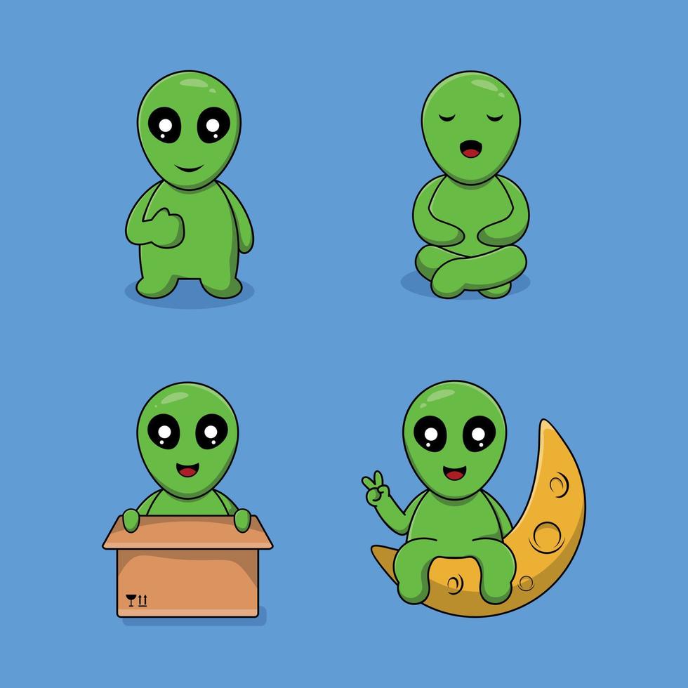 Vector design of cute aliens characters