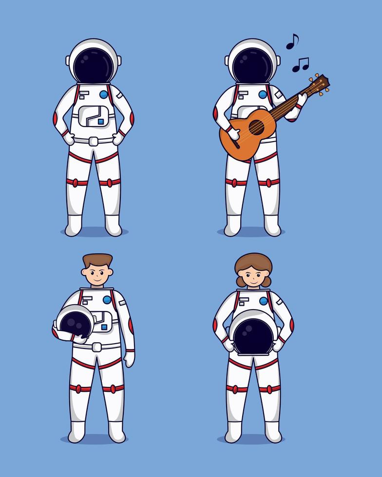 diseño vectorial de lindos personajes astronautas vector