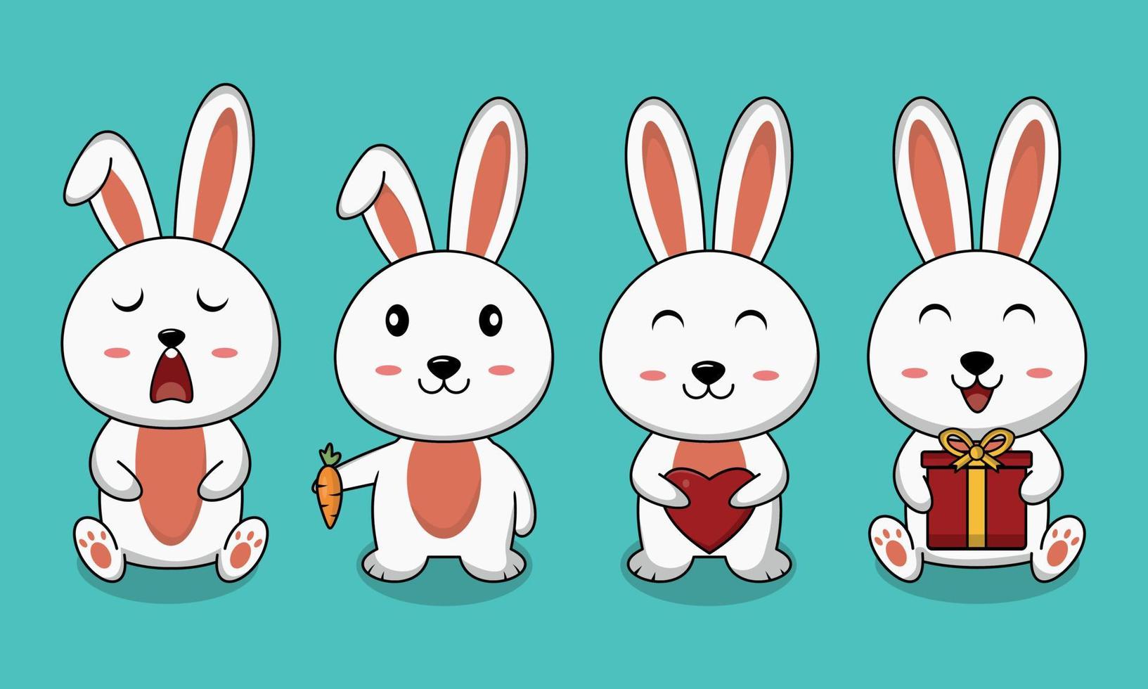 diseño vectorial de lindos personajes de conejo vector