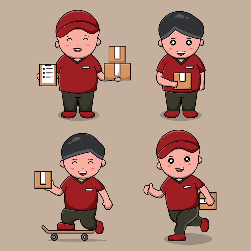 Vector design of cute delivery man characters