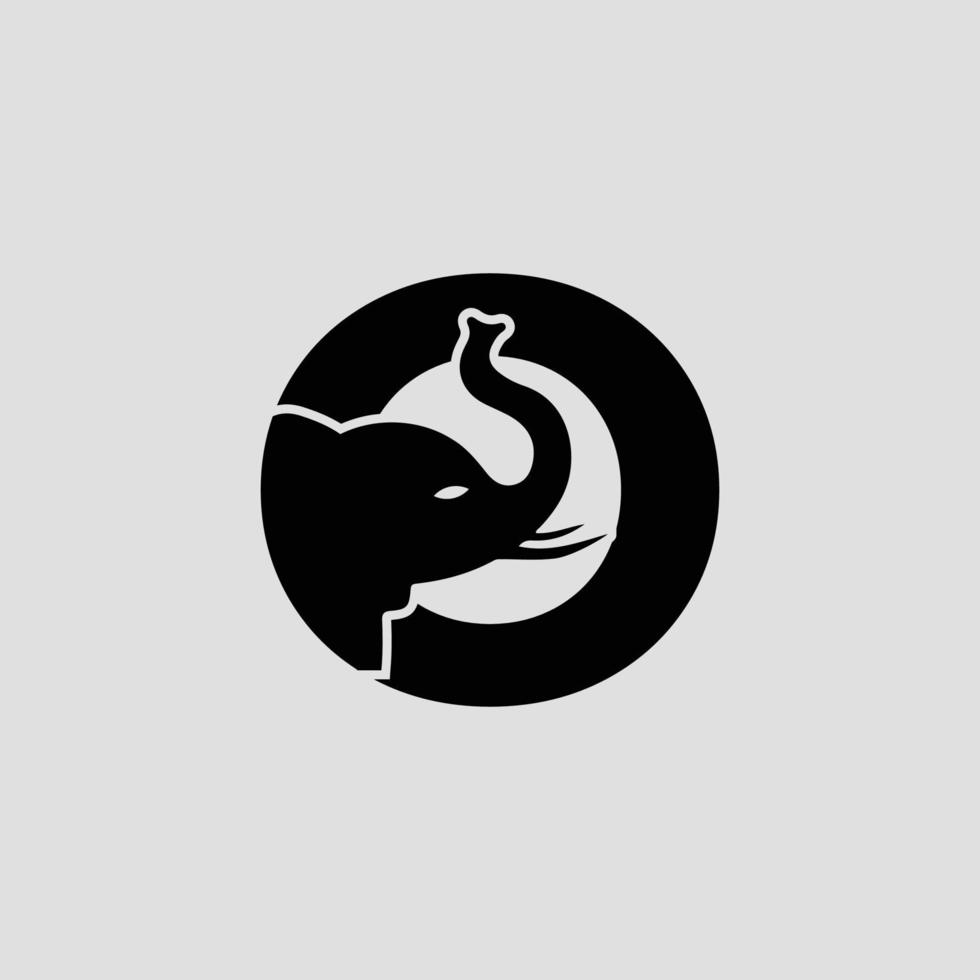 Initial letter O with Elephant Abstract Vector Logo Template, Sign or Icon. Modern Elephant Head Incorporated in the Letter O. Negative Space Concept with Modern Typography.