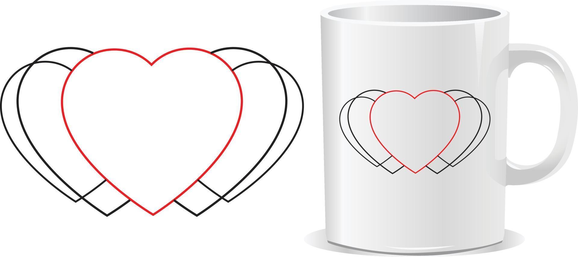 Heart happy valentine's day mug design vector