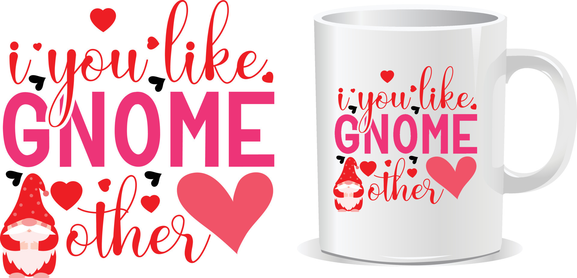 Pink Heart Gnome Mug