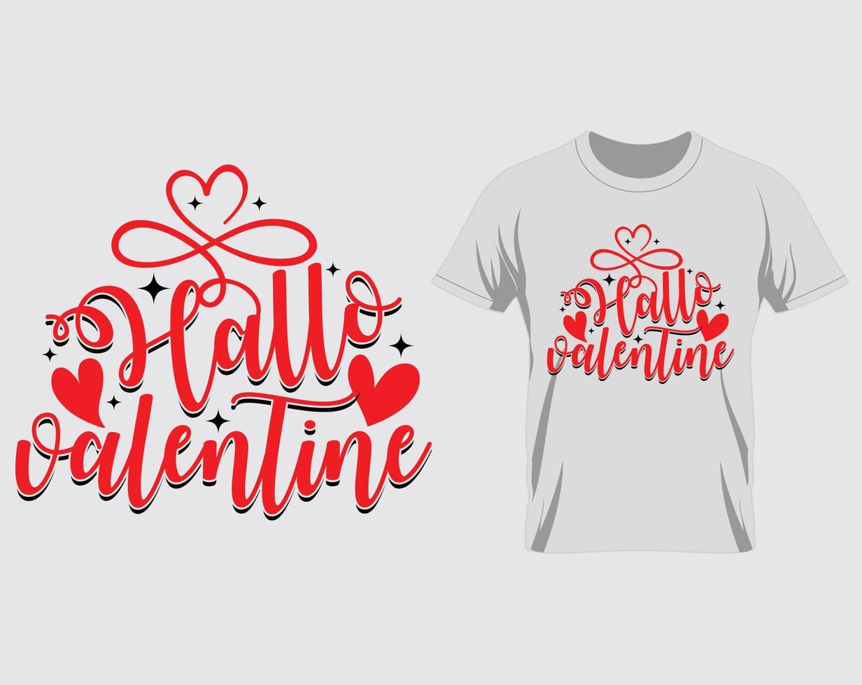 hola feliz día de san valentín vector de diseño de camiseta