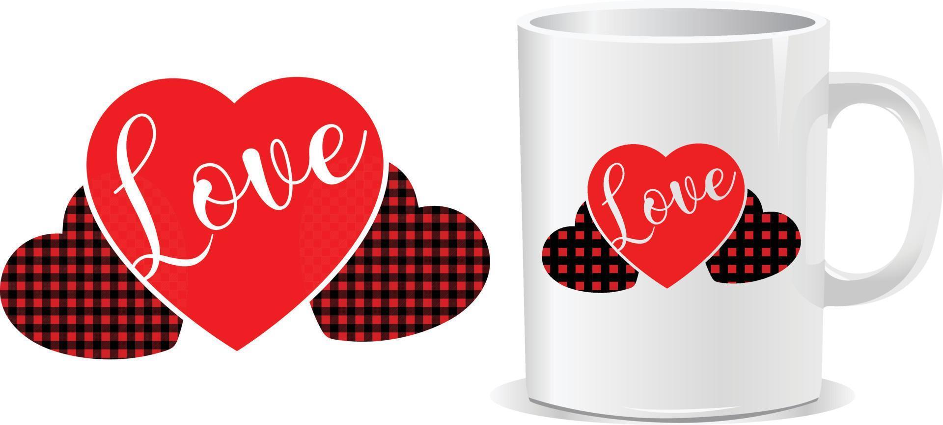 Love lumberjack heart happy valentine's day mug design vector