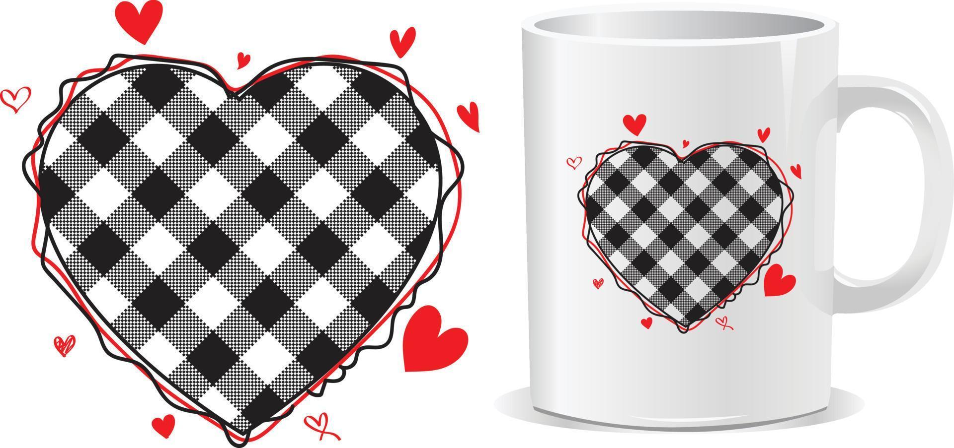 vector de diseño de taza de día de san valentín feliz corazón de leñador