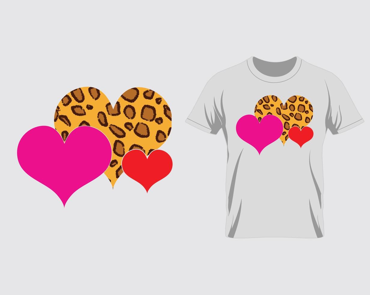 leopardo corazón feliz día de san valentín camiseta diseño vector