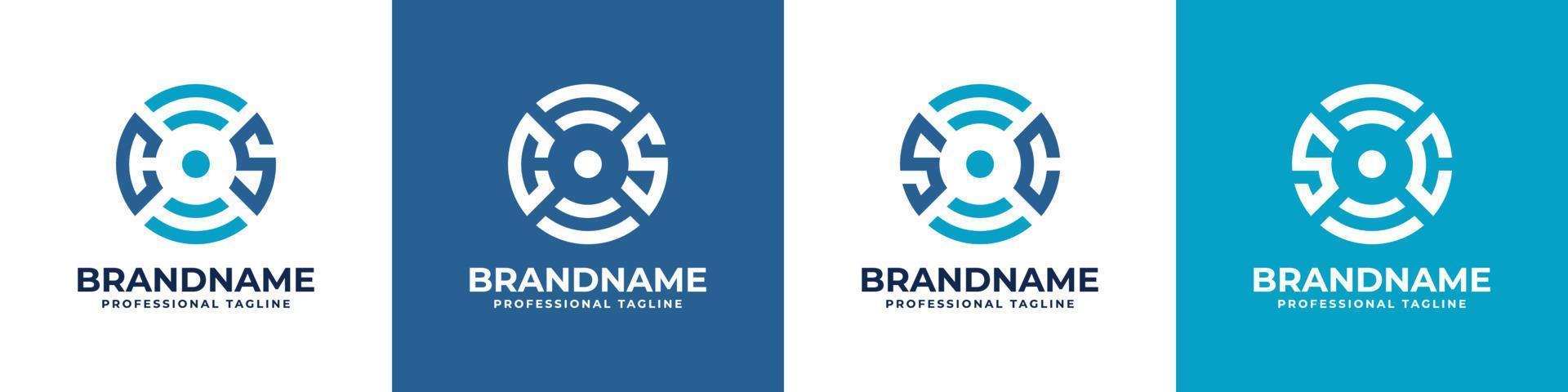 Letter CS or SC Global Technology Monogram Logo, suitable for any business with CS or SC initials. vector