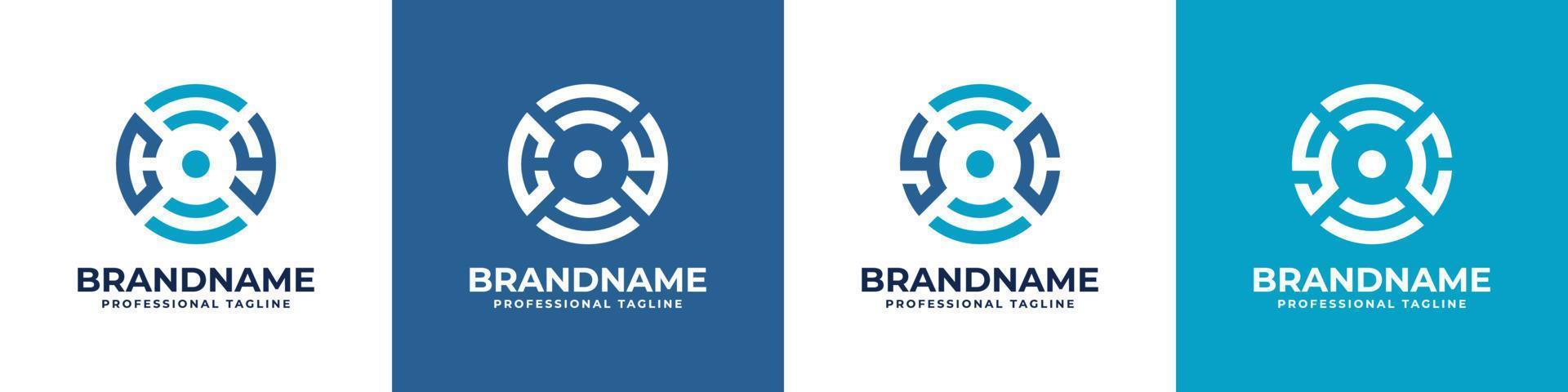 Letter CY or YC Global Technology Monogram Logo, suitable for any business with CY or YC initials. vector