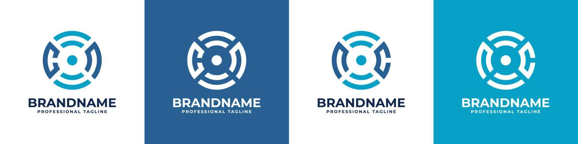 Letter CN or NC Global Technology Monogram Logo, suitable for any business with CN or NC initials. vector