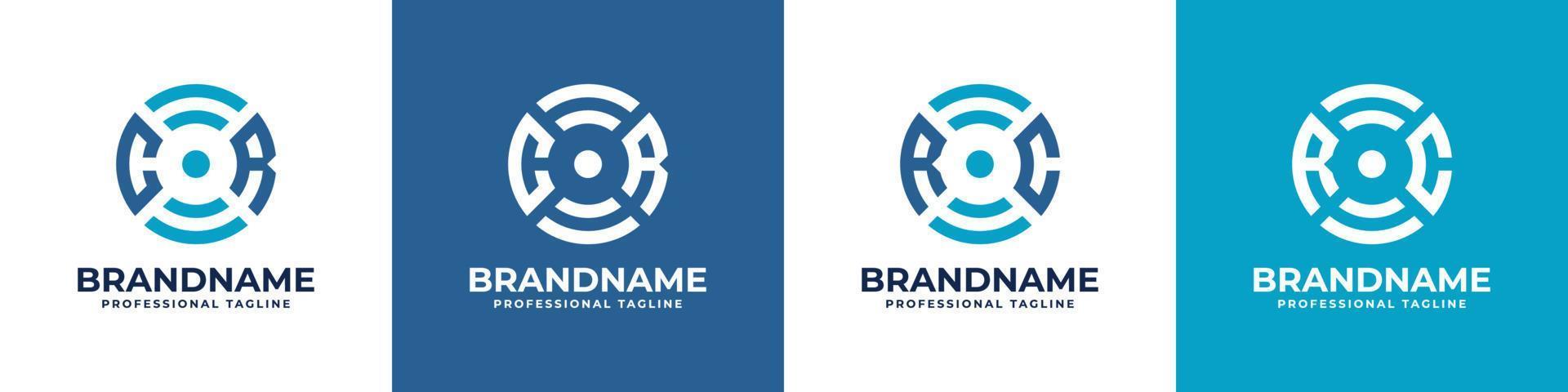 Letter CR or RC Global Technology Monogram Logo, suitable for any business with CR or RC initials. vector