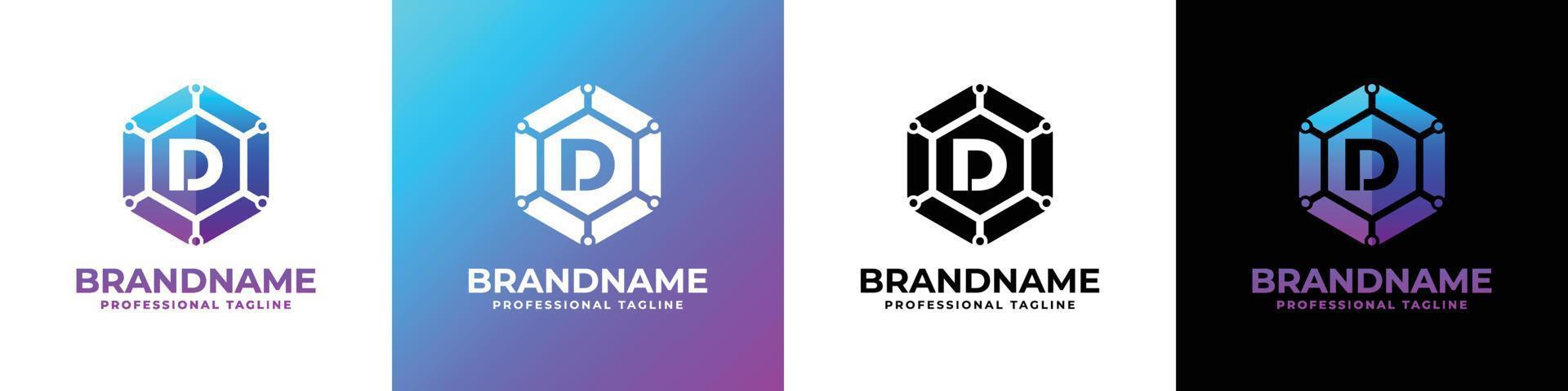 Letter D Technology Hexagon Logo, suitable for any business with D initial. vector