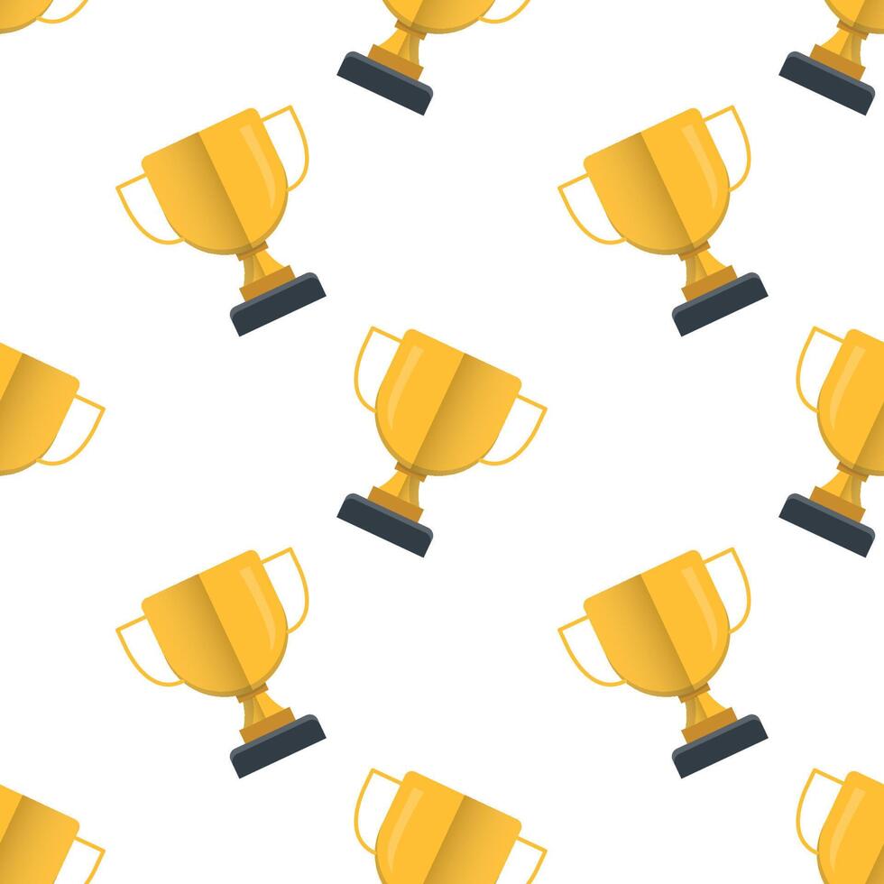 Winner trophy seamless pattern design, Repeat textile design. Fabric