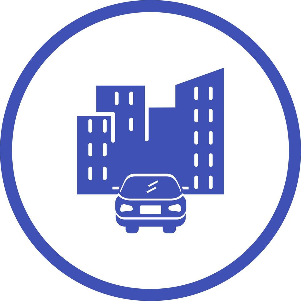 Beautiful Car in city Vector Glyph Icon