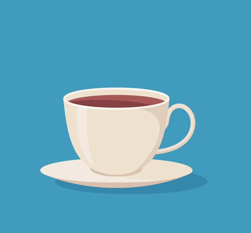 Cup with tea. Vector illustration isolated on blue background.Cute design for t shirt print.