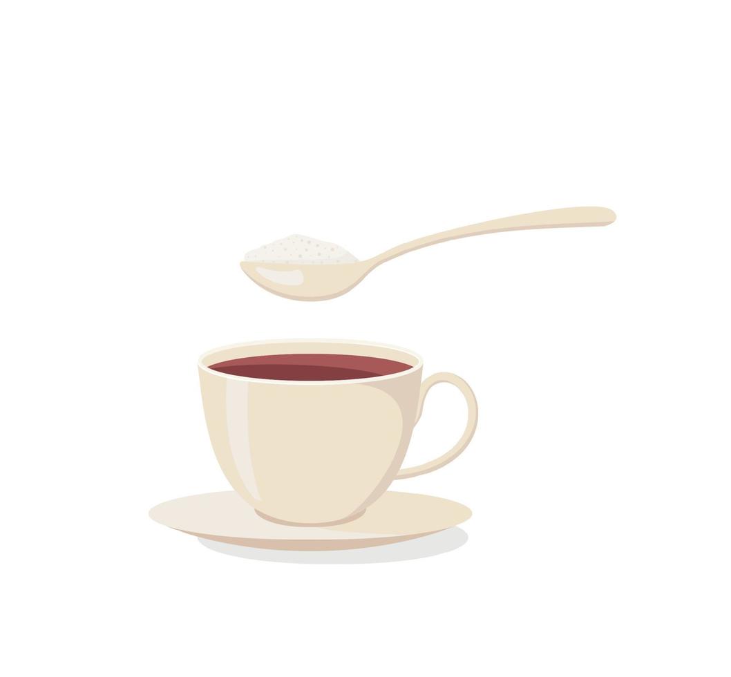 Cup of Thai tea with spoon isolated on white background. vector