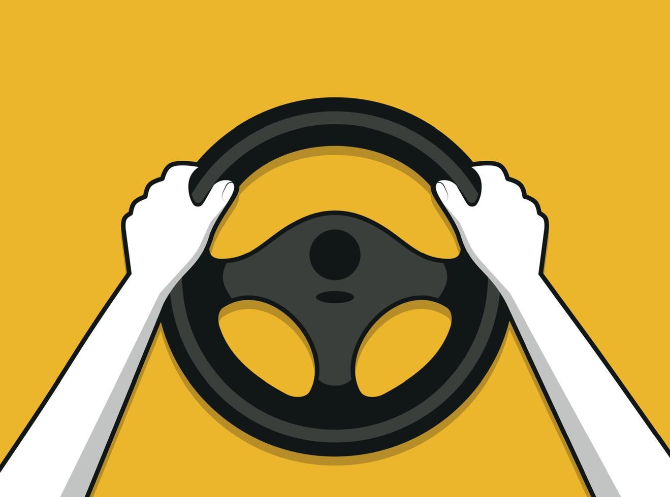 Steering wheel icon. Hands on steering wheel. Driver. Driving car. Test drive. Landing page driving lessons.Vector icon isolated on background. vector