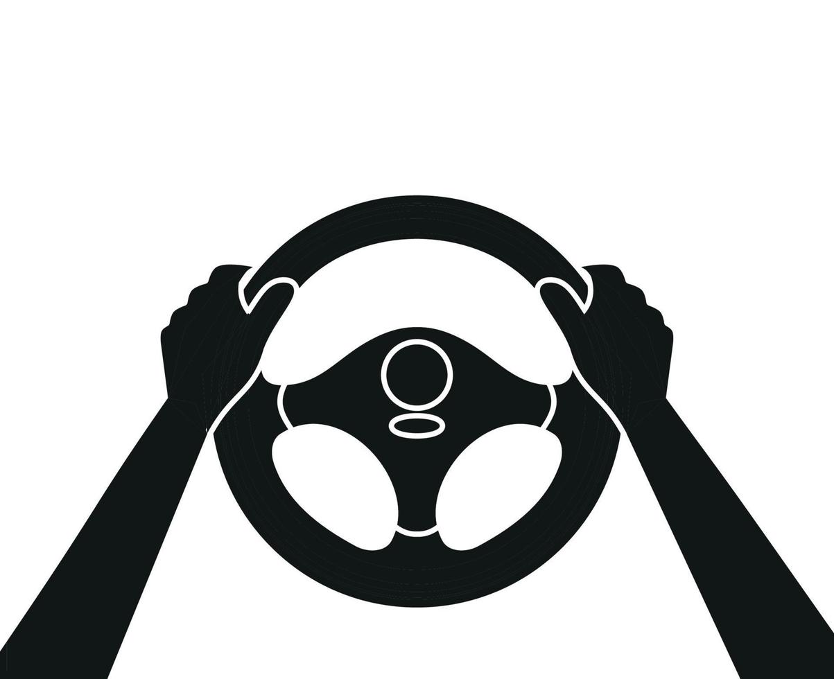 icono del volante. manos en el volante. conductor. Conduciendo un auto. prueba de conducción. página de destino lecciones de conducción.icono de vector aislado en el fondo.