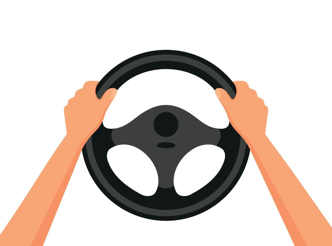 Steering wheel icon. Hands on steering wheel. Driver. Driving car. Test drive. Landing page driving lessons.Vector icon isolated on background. vector