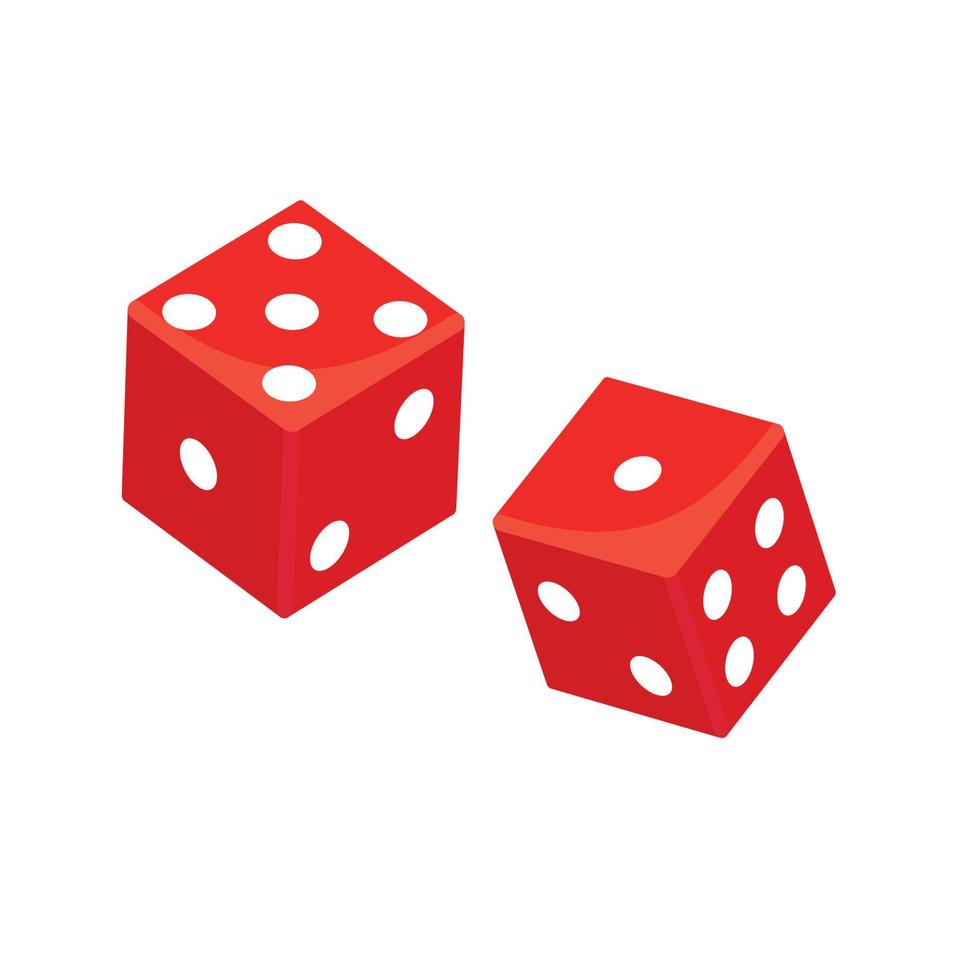 Vector Casino Dice of Authentic Icons. Vector rolling red dice set isolated on white background. 3d Board Game Pieces. Red Poker Cubes