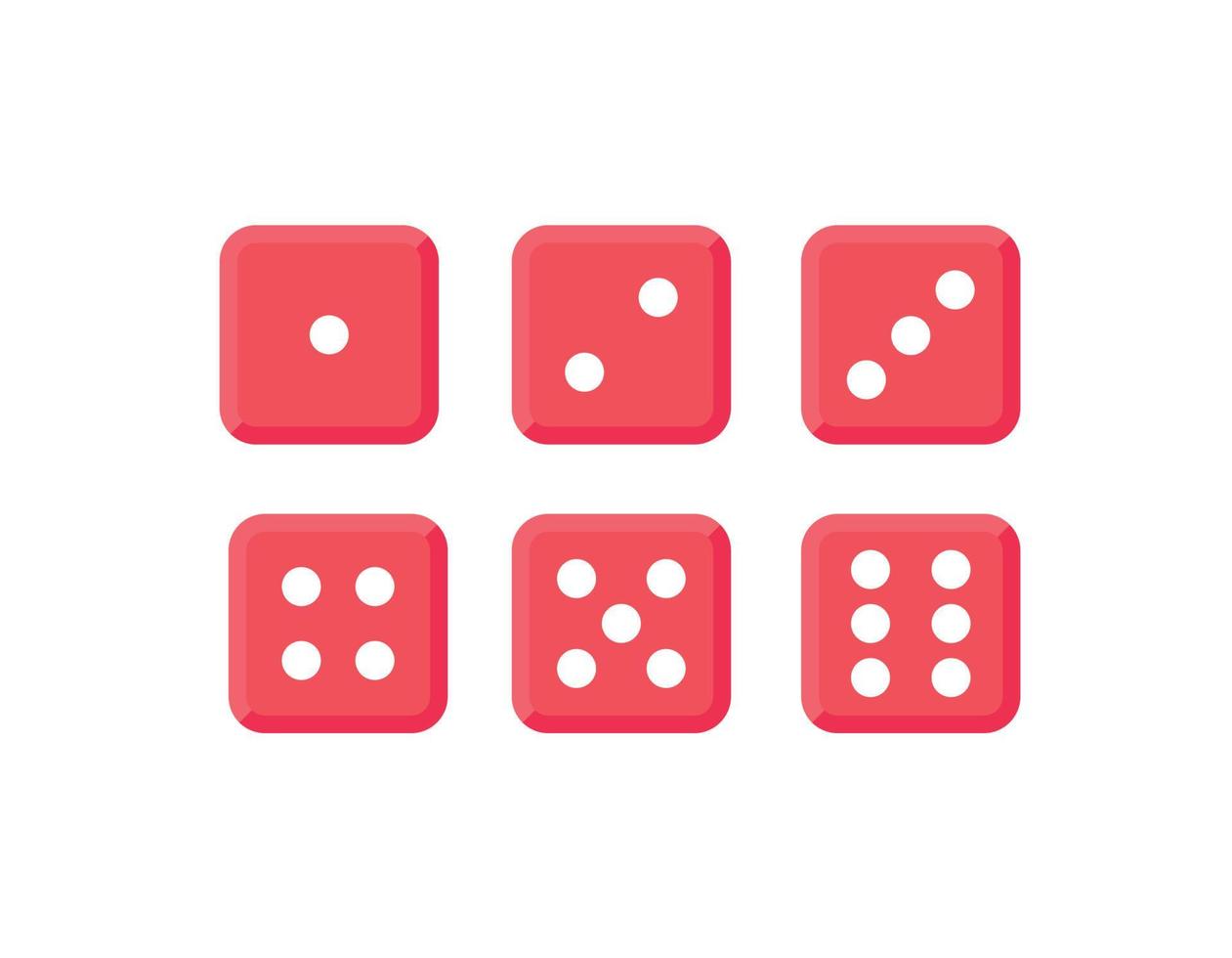 dados de casino vectorial de iconos auténticos. juego de dados rojos rodantes vectoriales aislados en fondo blanco. Piezas de juego de mesa 3d. cubos de póquer rojo vector