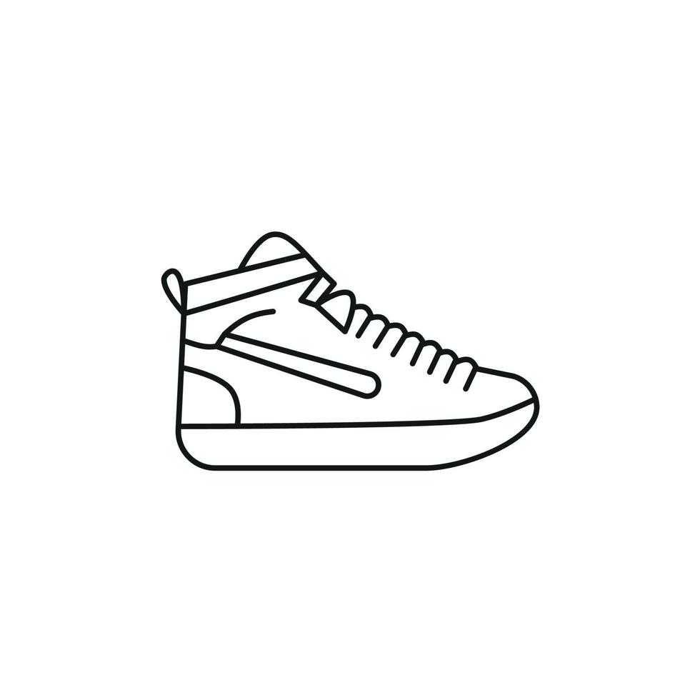 Black and white contour vector illustration of shoes. sneakers, unisex, outline sneakers. vector line.