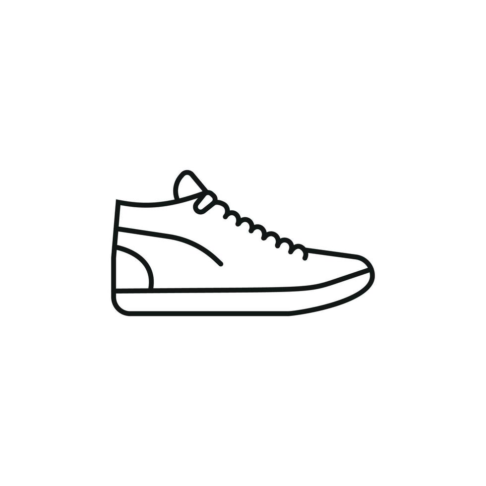 Black and white contour vector illustration of shoes. sneakers, unisex, outline sneakers. vector line.