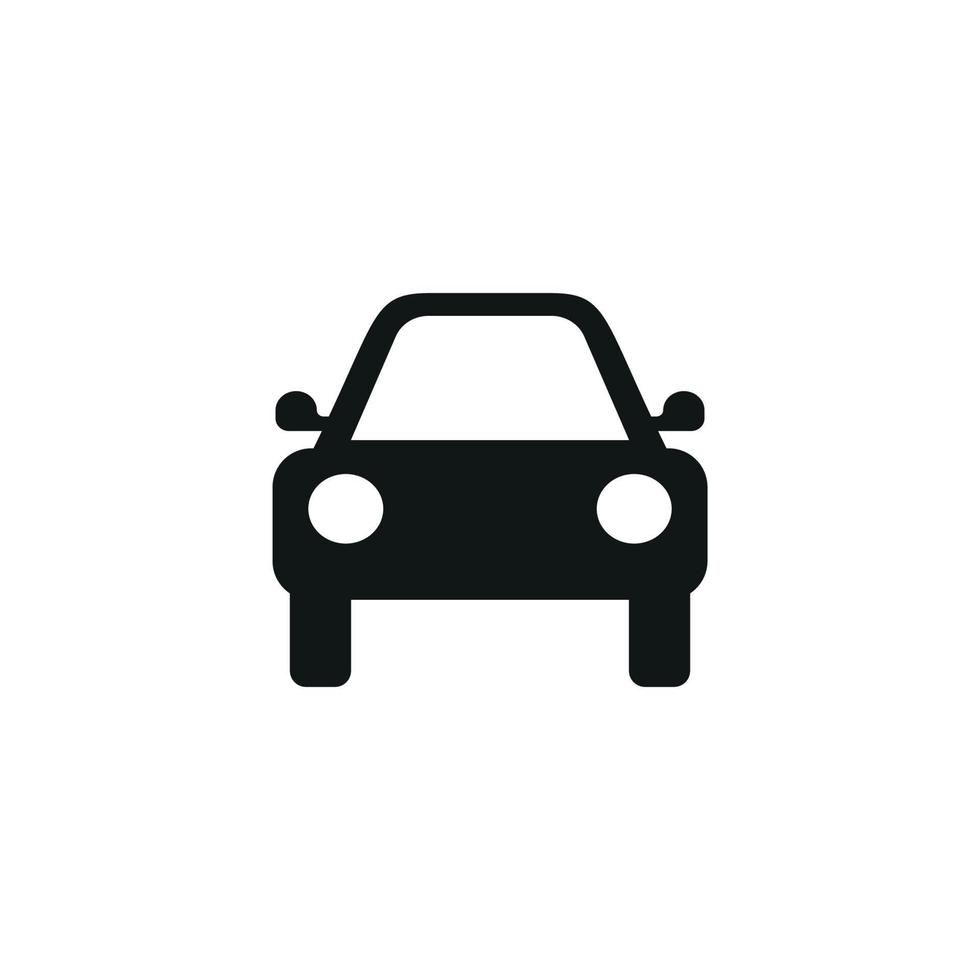 icono de vector de coche. ilustración de logotipo frontal de vista simple aislada. símbolo de signo. diseño de logotipo de coche de estilo automático con concepto de silueta de icono de vehículo deportivo