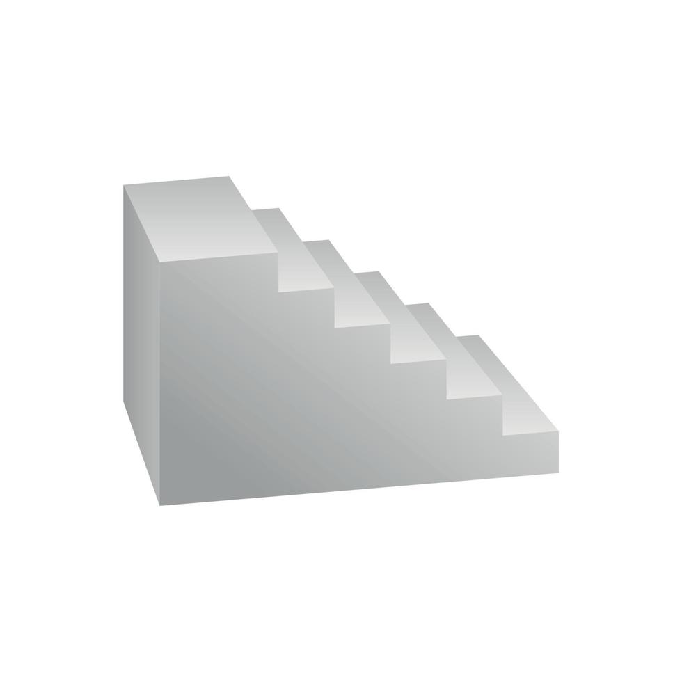 White stairs, 3d interior staircases isolated on white. Vector steps collection. Staircase for interior illustration isolated on white background.