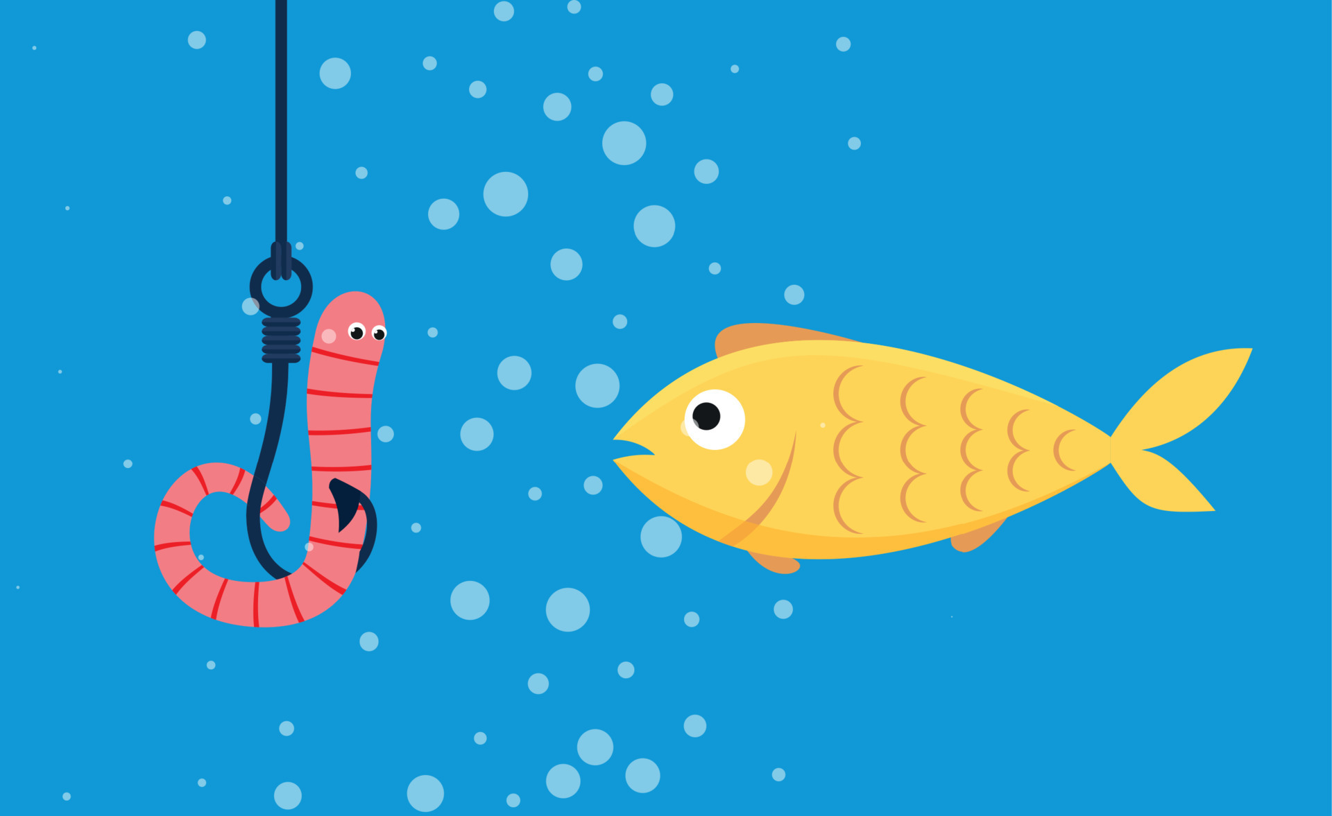 fishing underwater fish looking at a worm hanging on a hook 17120587 Vector  Art at Vecteezy