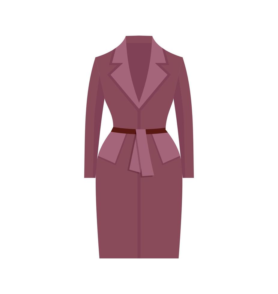 ilustración de vector de abrigo clásico de mujer. abrigo moderno de moda femenina. icono aislado sobre fondo blanco.