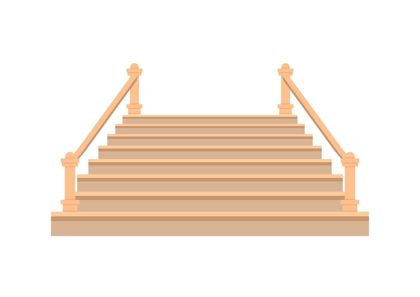 Cartoon isolated wooden and stone stairs, wood staircase and stairway. Modern stair flights without railings, decorative wooden step treads and rock risers, house and castle interior objects EPS 10 vector