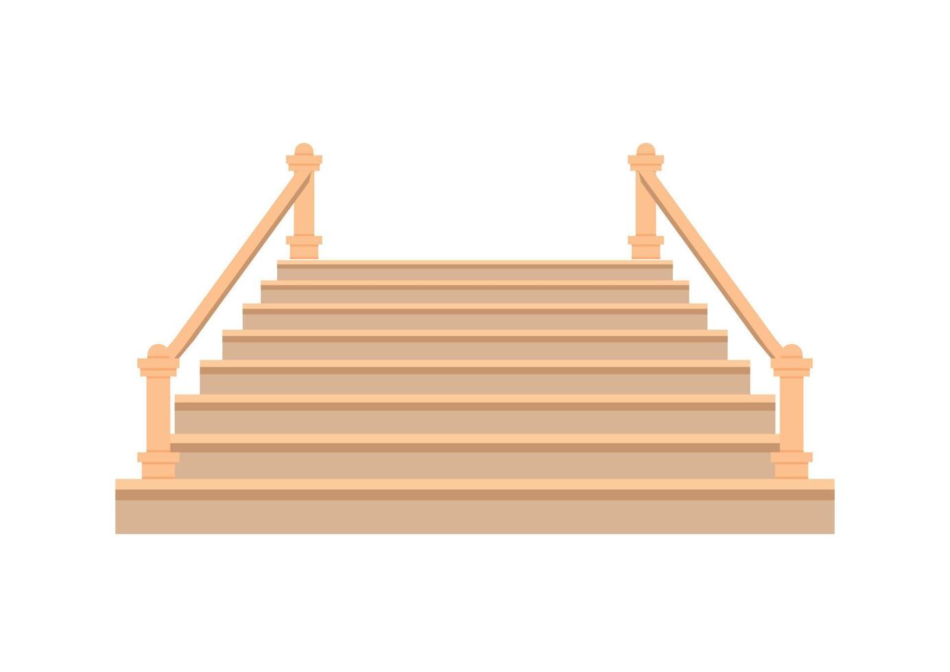 Cartoon isolated wooden and stone stairs, wood staircase and stairway. Modern stair flights without railings, decorative wooden step treads and rock risers, house and castle interior objects EPS 10 vector