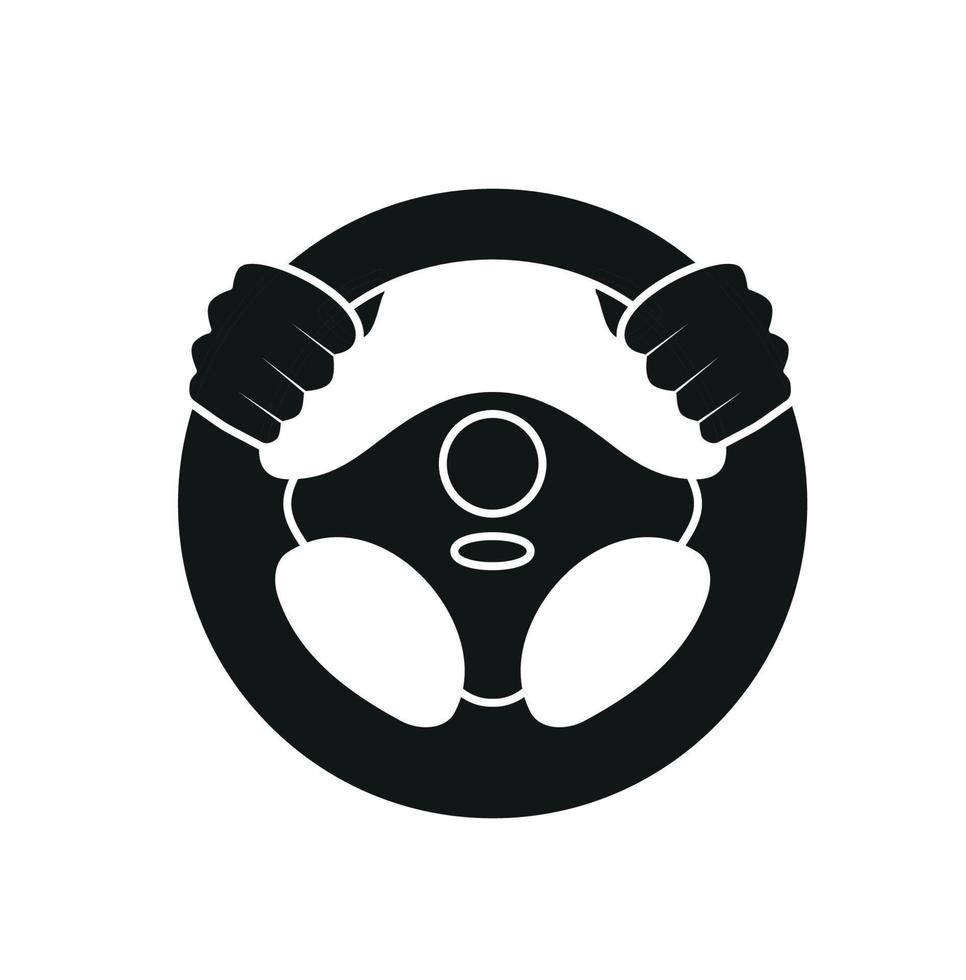 Steering wheel icon. Hands on steering wheel. Driver. Driving car. Test drive. Landing page driving lessons.Vector icon isolated on background. vector