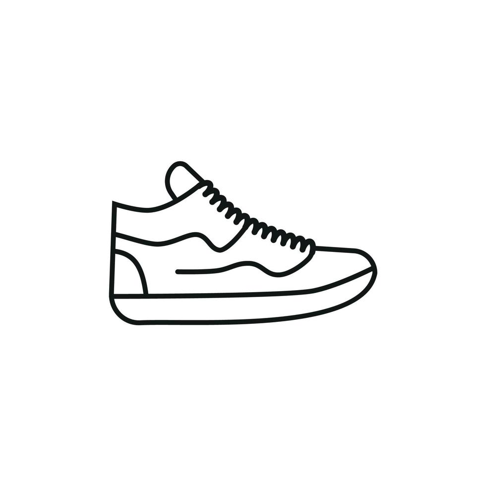 Ilustración de vector de contorno blanco y negro de zapatos. zapatillas de deporte, unisex, zapatillas de deporte de contorno. línea vectorial