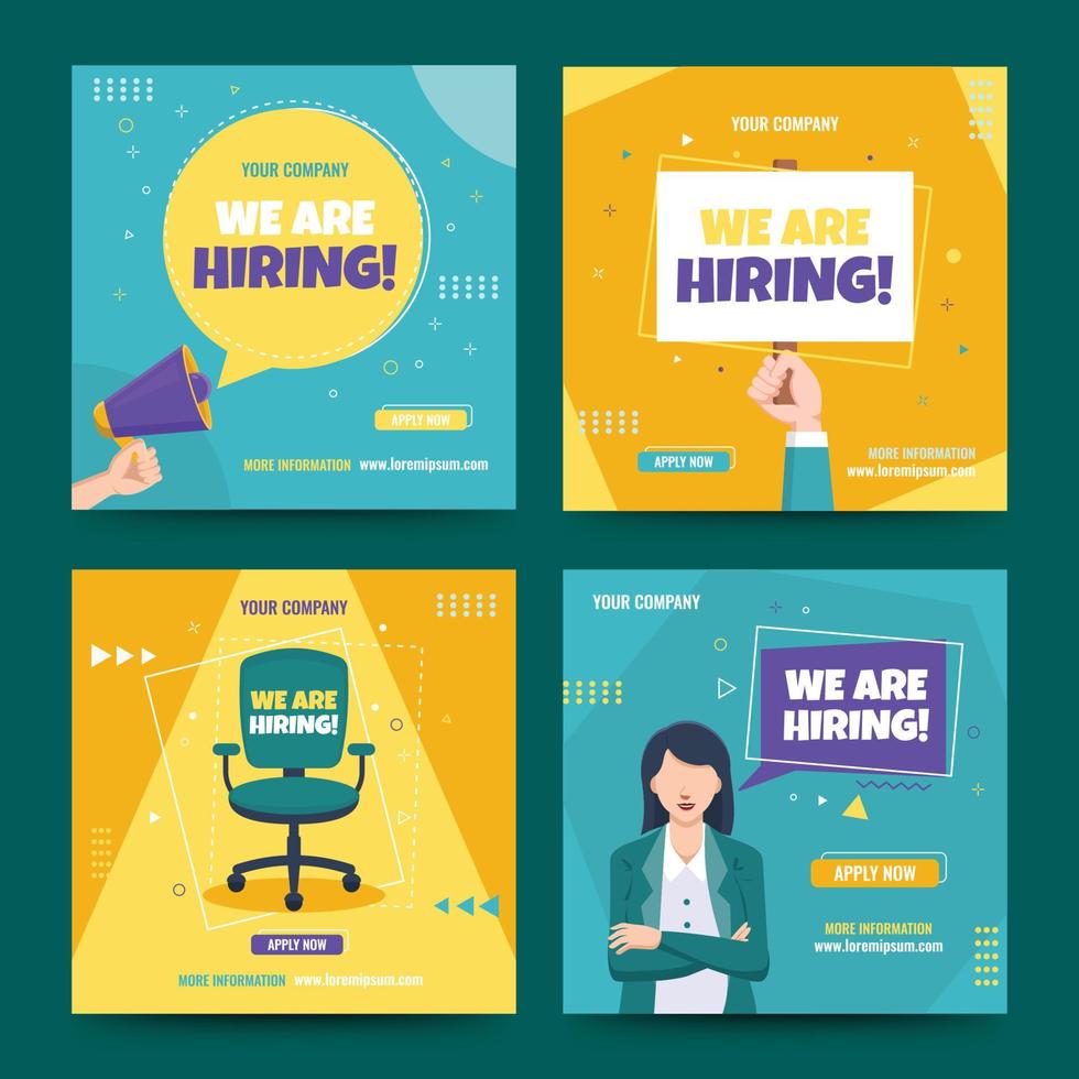 We Are Hiring Social Media Post Collection vector