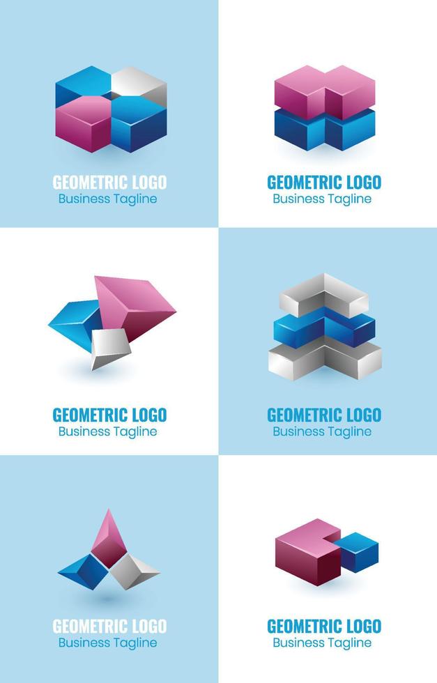 3D Logo Geometric Shapes Collection vector