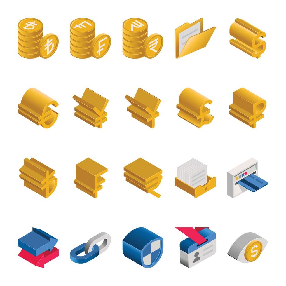 Isometric 3d icons for Banking and finance. vector