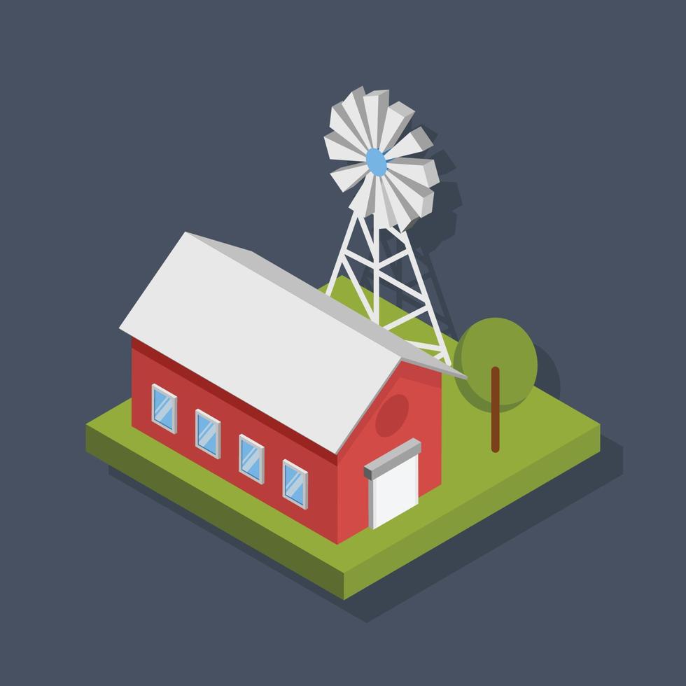 Power plant - Isometric 3D illustration. vector