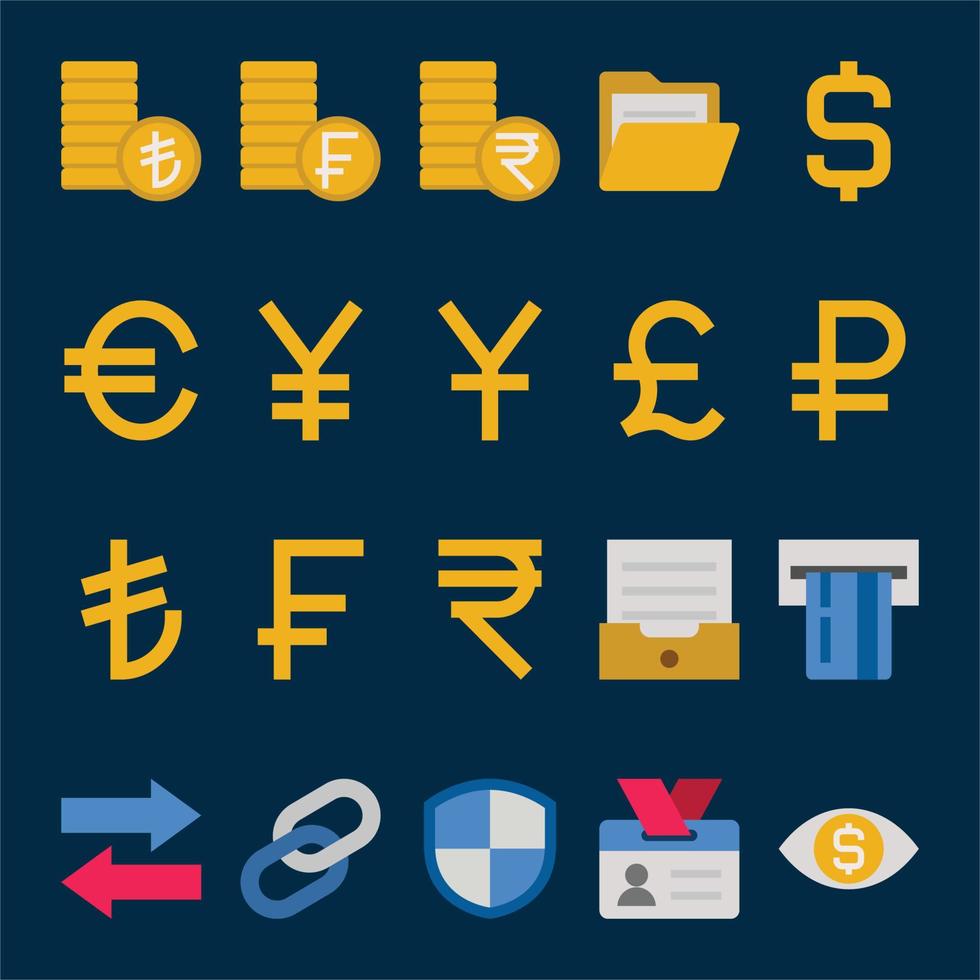 iconos de color plano para banca y finanzas. vector