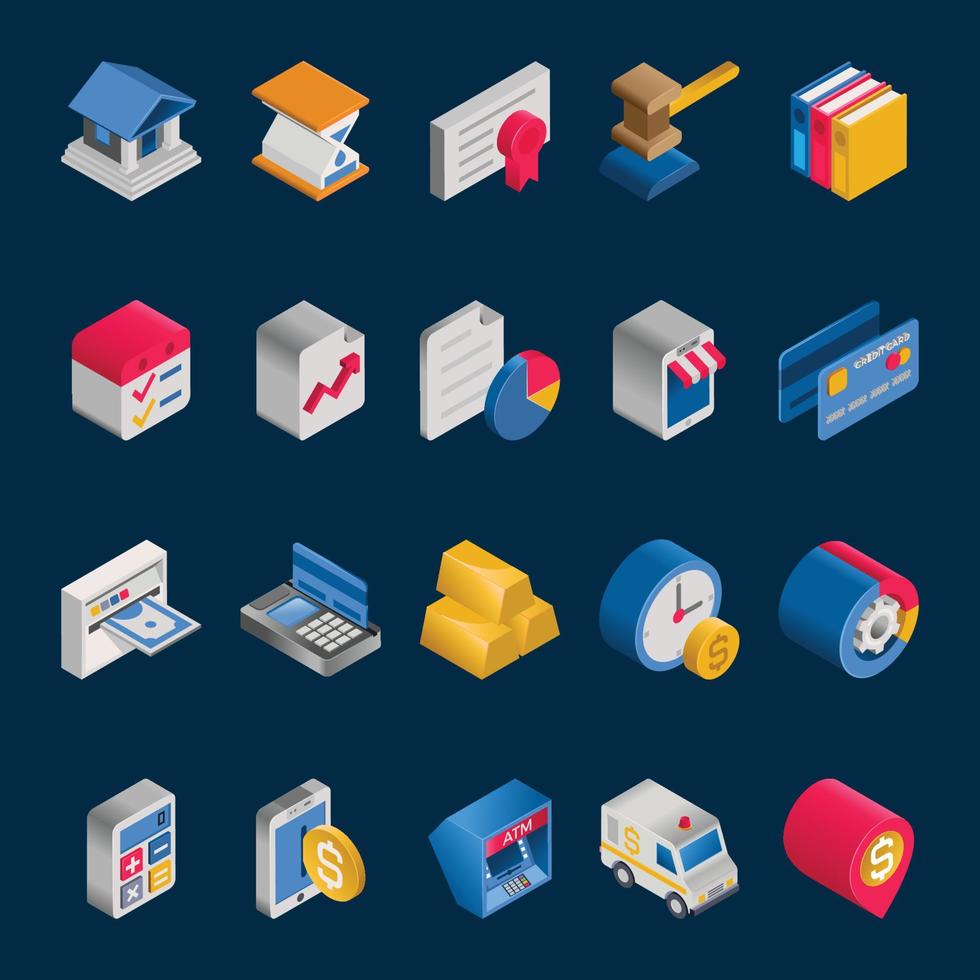 Isometric 3d icons for Banking and finance. vector