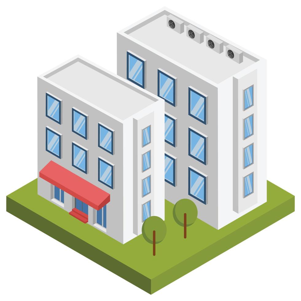 Commercial buildings - Isometric 3D illustration. vector