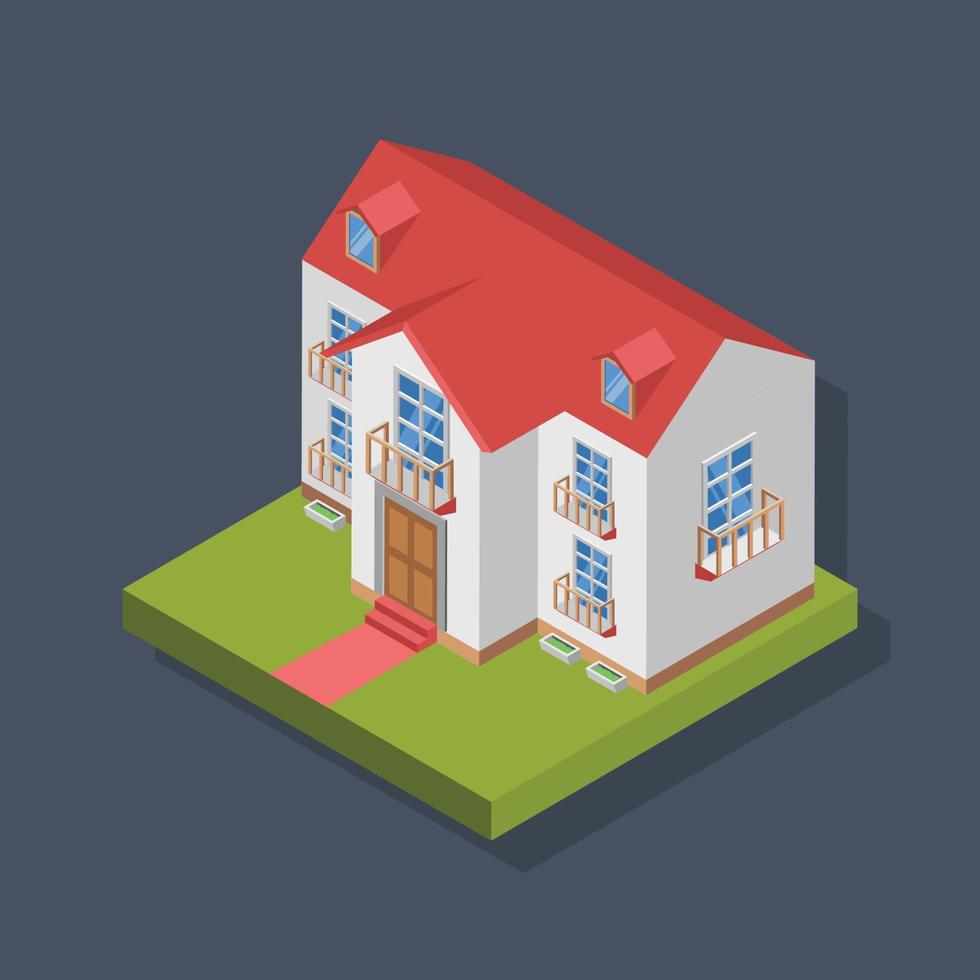 Residence house - Isometric 3D illustration. vector