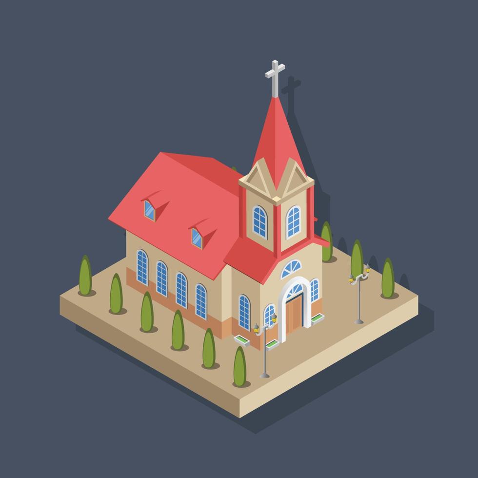 Church - Isometric 3D illustration. vector