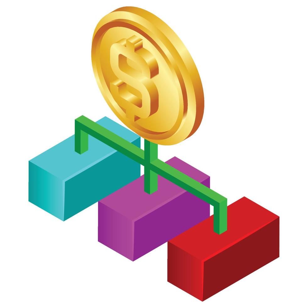 Money hierarchy - Isometric 3d illustration. vector