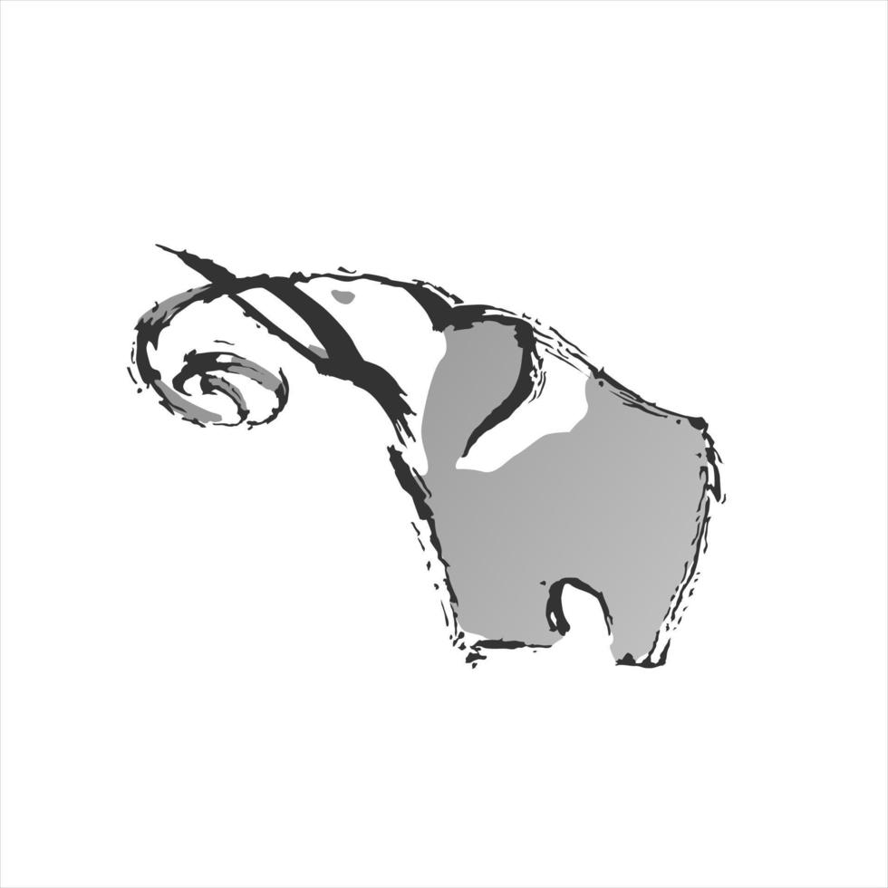 elefante con la trompa levantada. logo, identidad corporativa, rótulo. vector