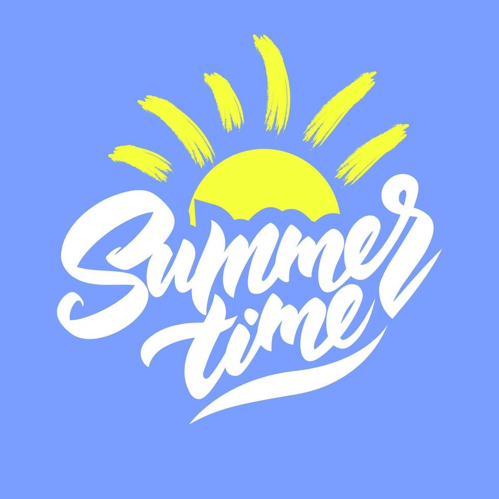 Summer time logo together with the sun. vector illustration.