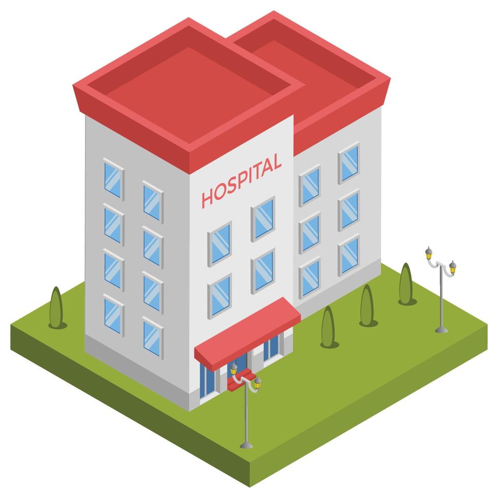 hospital - ilustración 3d isométrica. vector