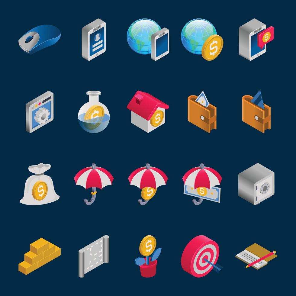 Isometric 3d icons for Banking and finance. vector