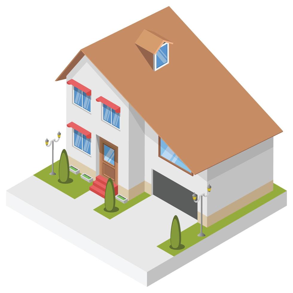 Residence house - Isometric 3D illustration. vector